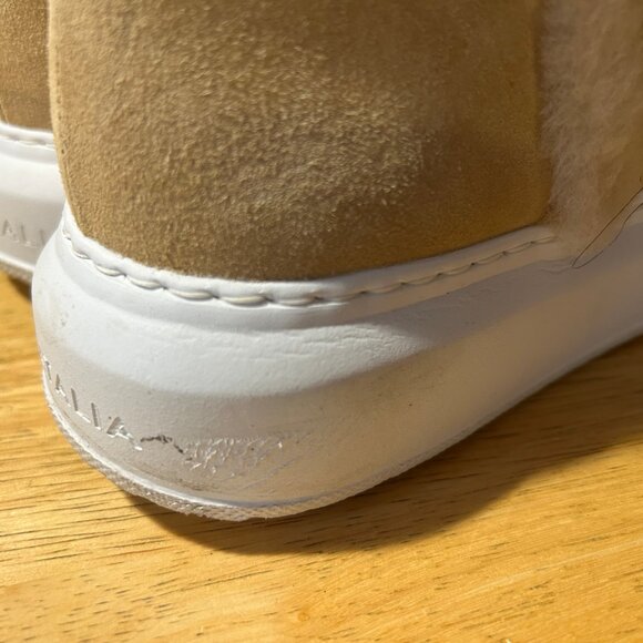 Womens Aquatalia Larisa Sand Suede Shearling Fur Ankle Zip Sneaker Booties 8.5 - Picture 13 of 16